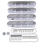 2Pcs Aluminum finned Valve Covers w/ Coil Mounts 241-181 For Chevy LS - Polished