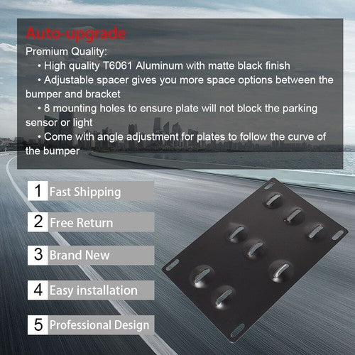 For Audi A4 S4 A5 S5 A7 Front Bumper Tow Hook License Plate Mount Bracket Holder