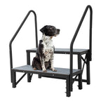 2 Step RV Steps With 2 Handrails And Step Mat 660 Lbs Load Capacity For Trailers