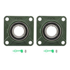 2 × UCP209-28 Pillow Block Flange Bearing 1-3/4" Bore 4 Bolt Solid Base