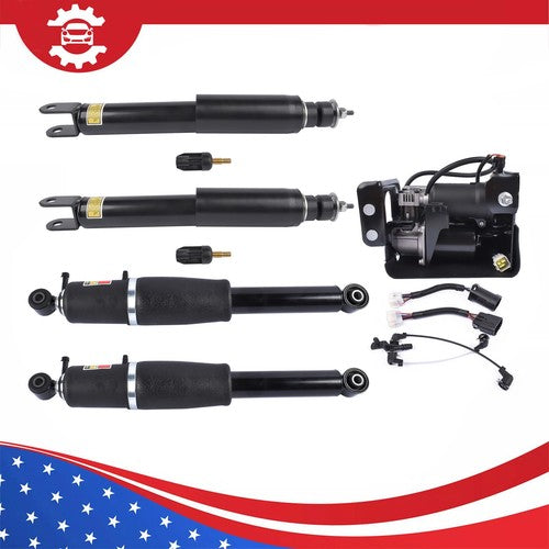 5Pcs Air Suspension Set Shocks & Compressor For Escalade Chevy Tahoe GMC Yukon