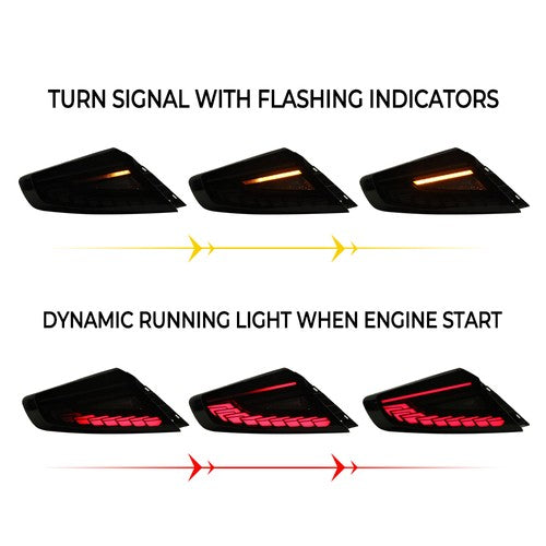 Rear LED Dynamic Tail Lights Clear Lens Red Bar for 2022-2025 for Subaru WRX