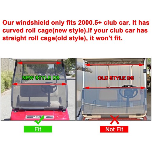 Golf Cart Front Folding Clear Windshield Windscreen for Club Car DS 2000 5 Up