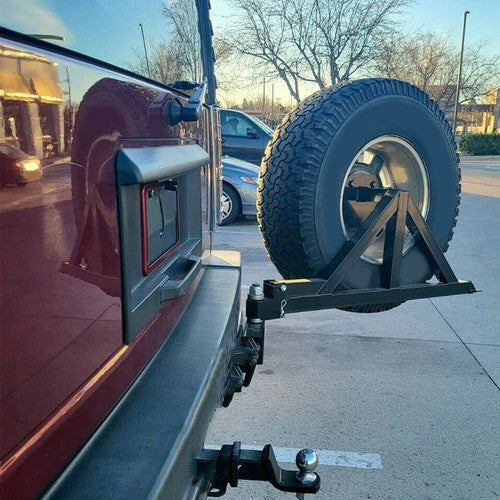 Black Spare Tire Carrier For 2003-2009 HUMMER H2 Rack w/ Drop-down Option Rear