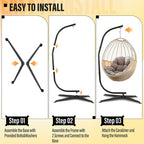 91 Inch Hanging Hammock C Stand For Chair Porch Swing Resistant 360 Degree Steel