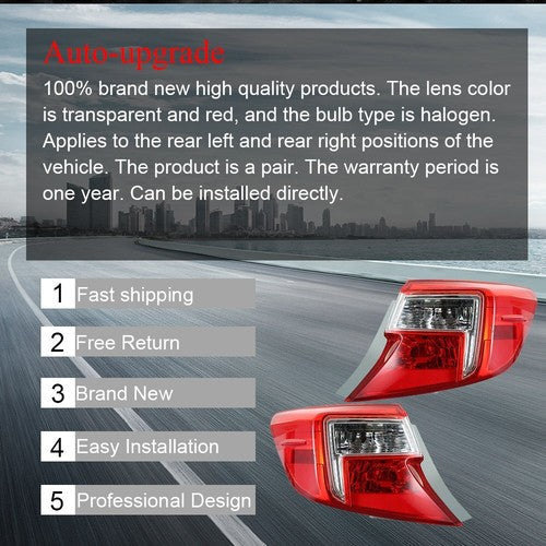 Fit For Toyota Camry 2012-2014 One Pair Outer LH + RH Tail Light Brake Lamp