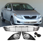 For 2009-2010 Toyota Corolla Front Bumper Fog Lights Lamps & Lower Grille Grill