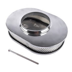 12" Oval Fully Finned Polished Aluminum Air Cleaner For Classic Chevy Ford Mopar