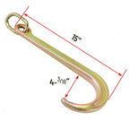 (2) 15 Inch J Hook Chain Link Tow Axle Strap Wrecker Clevis WLL G70 5400LBS
