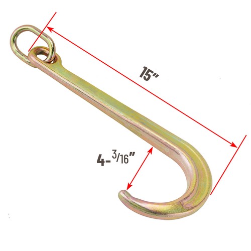 (2) 15 Inch J Hook Chain Link Tow Axle Strap Wrecker Clevis WLL G70 5400LBS