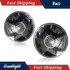 Pair 7" Inch Round Clear Lens Chrome Projector Headlights Headlamps Left Right