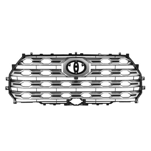 Front Upper Grille Brushed Satin Aluminum for Toyota Tundra 2022-2024 Platinum