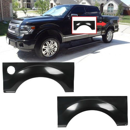 FRP07 Black Rear Wheel Arch Quarter Panels for Ford F150 F-150 09-14 Pair