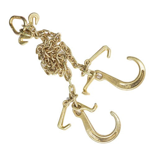 V-Chain Bridle w/8"Medium J Hooks,T- Hook&J-Hook w/ Grab Hooks 5/16''x3' G70