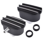 Oval Finned Black Aluminum Push-in Breather & PCV Kit 1-1/4" Valve Cover Holes