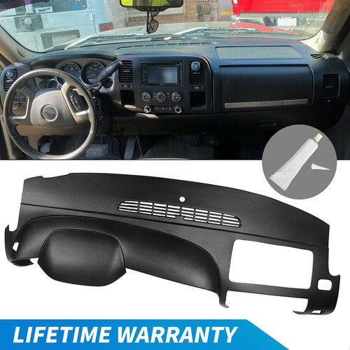 Black Dash Cover Textured Overlay for Silverado 1500 LS LT 2007-2013 1-Piece