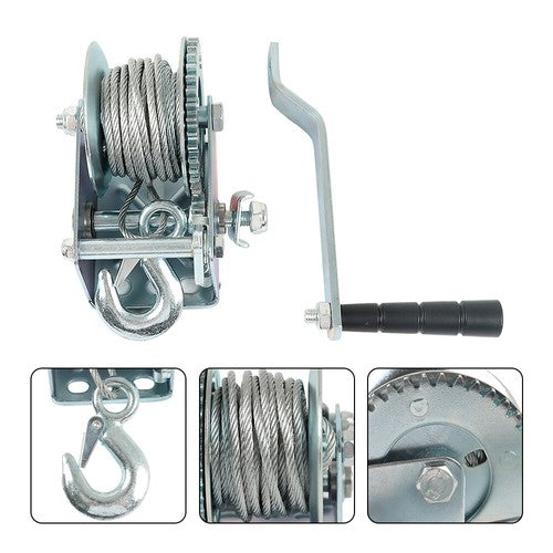 600 lbs Steel Cable Hand Winch Crank Gear Winch Atv Boat Trailer Heavy Duty