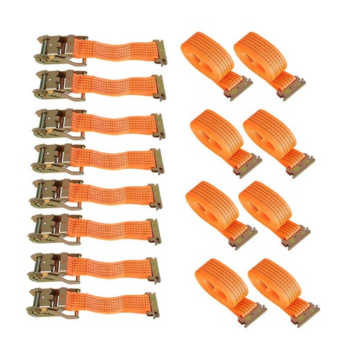 2 "x 20' 4000 lb E-Track Ratchet Straps Orange Heavy Duty Tie Downs New 8 Set