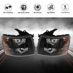 Headlights Headlamps Black Housing Pair For 07-14 Chevy Silverado 1500-3500 New