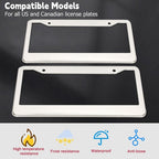 Chrome Stainless Steel Metal License Plate Frame Tag Cover With Screw Caps 2 Pack