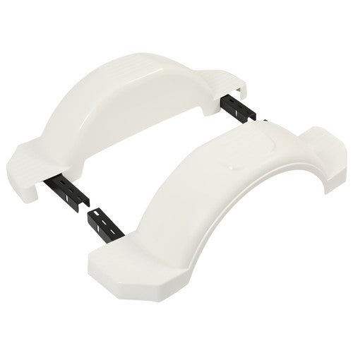 2 Single Axle Trailer Fenders w/ Top Step For 13" Wheels Tires Skirt Boat White