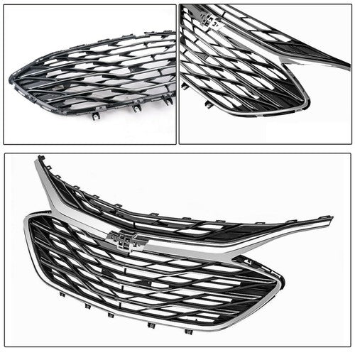 Front Bumper Upper Lower Grille Black Chrome 3PCS for 2019-2023 Chevrolet Malibu