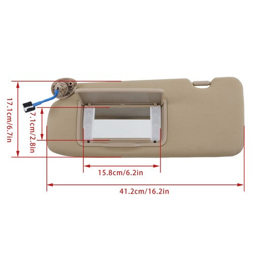 Beige Plastic Driver Side Sunvisor With Lights And Mirror For 17-22 Honda CR-V