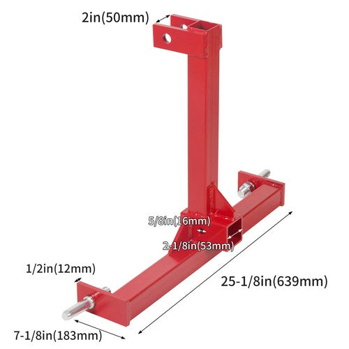 3 Point 2 Inch Receiver Trailer Tow Hitch Category 1 Tractor Drawbar Attachment