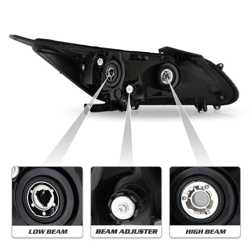 Projector Headlights Halogen Headlamps Set for 2013-2015 for Honda Accord Sedan