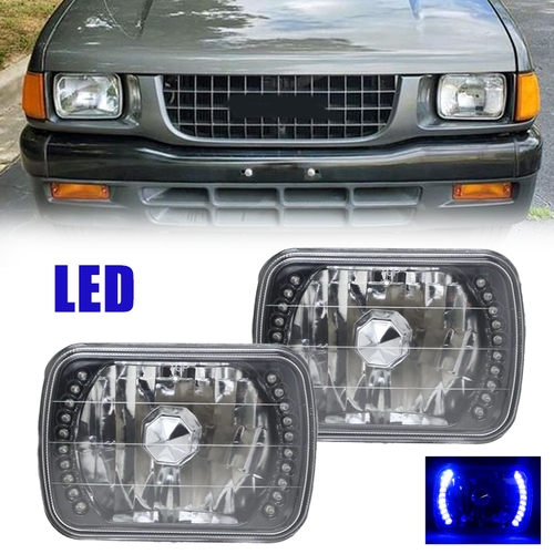 PAIR 5x7 7x6 inch LED Blue Headlights Lens Clear for Isuzu Pickup 1984-1995