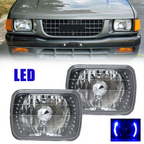 PAIR 5x7 7x6 inch LED Blue Headlights Lens Clear for Isuzu Pickup 1984-1995