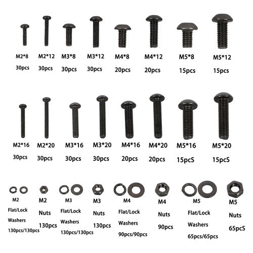 1625 Pcs M2 M3 M4 M5 Bolts and Nuts Hex Socket Head Screw Assortment Kit