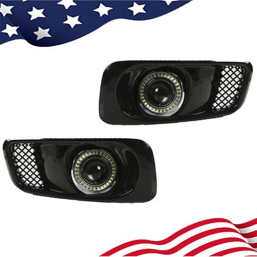 Clear Lens LED Halo Projector Fog Lights DRL for 1999-2000 Honda Civic