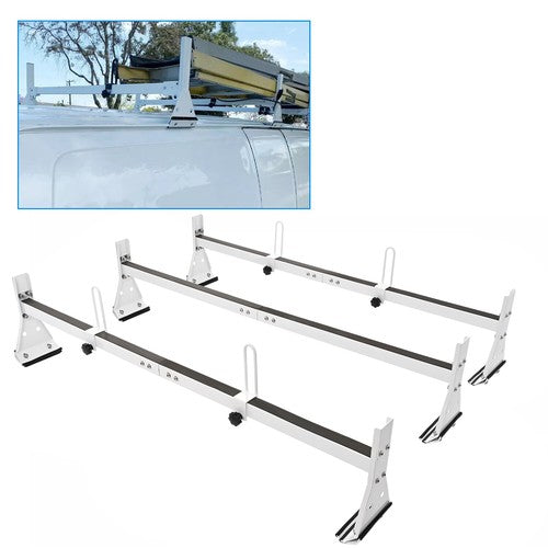 Cargo Van Roof Ladder Rack For Chevy Express 2500 3500 96 Up Steel White 3 Bar