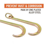 (2)15" Inch J Hook with Chain Link Tow Axle Strap Wrecker Clevis WLL G70 5400LBS
