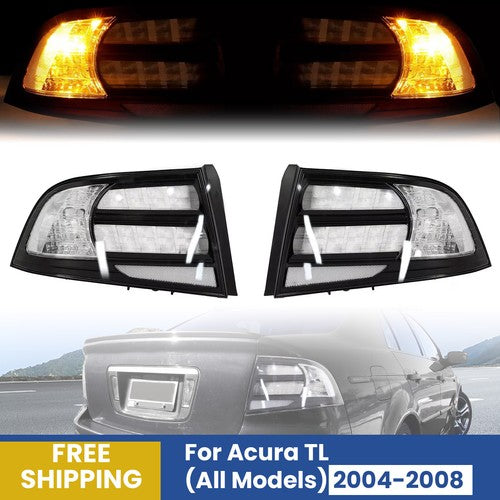 Rear Tail Light Black Housing Clear Lens Halogen LH RH For Acura TL 2004 2008