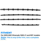 Black Grille Insert Trim Grill Overlay for 2019-2021 Chevy Silverado 1500 LT RST