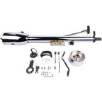 30" Chrome Tilt Auto Steering Column w/ 9 Hole Wheel Adapter Key Stainless Steel