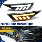 Black LED Front Bumper Side Marker Light Turn Signal For 2016-2021 Honda Civic