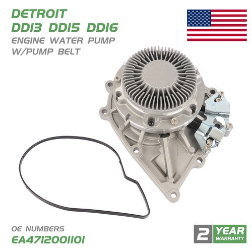 For Detroit DD13 15 16 Variable Speed Water Pump W/Belt EA4722001601 A4712001101