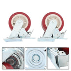 Four 6" red industrial casters 2 with brakes 2 without brakes