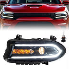 Left Driver Side Headlight Projector Assembly for Dodge Charger 2015 2023 Black