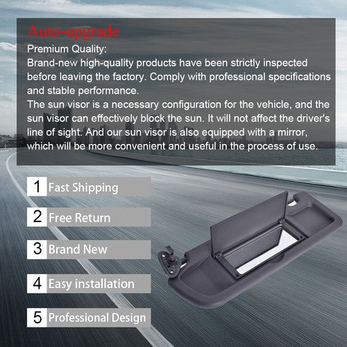 Driver LH Side Drak Gray Sun Visor For Honda Civic 2006 2007-2011 83280SNAA01ZA