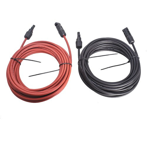 Solar Panel Extension Cable Wire Connector 1 Pair 30ft Black + Red 12AWG New