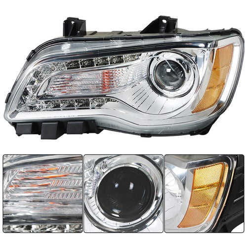 Pair Set For Chrysler 300 2011-2014 Headlight Replacement Halogen Clear Lens L+R
