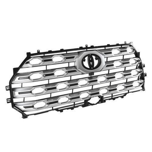 Front Upper Grille Brushed Satin Aluminum for Toyota Tundra 2022-2024 Platinum