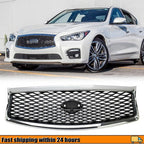 Front Bumper Grille Grill Assembly for Infiniti Q50 2014 2015 2016 2017 Chrome