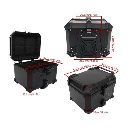 45L Motorcycle Rear Tour Box Top Case with Security Lock Helmet Case Waterproof