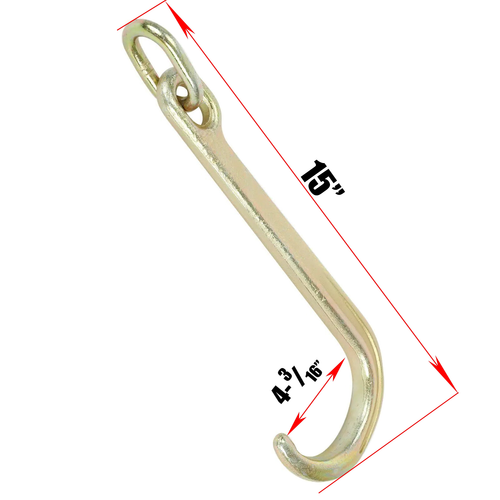 (2) 15 Inch J Hook Chain Link Tow Axle Strap Wrecker Clevis WLL G70 5400LBS
