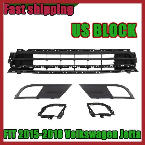 ZZ2V00734 Front Lower Grille Fog Light & Bezels & Brackets for Jetta 2015 2016